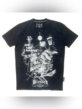 Sz M blessed Men's Black Graphic Tee - Streetwear Print